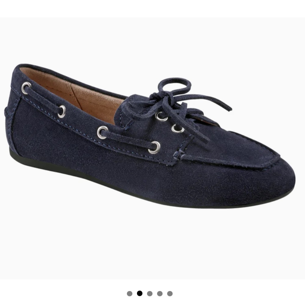 Marc Fisher LTD Uleena Navy Suede Loafers Moc Toe Slip On Flats Size 9 NWT
